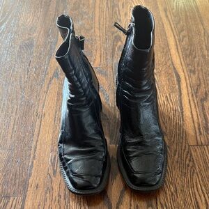 Sandro Glossy Black Ankle Boots